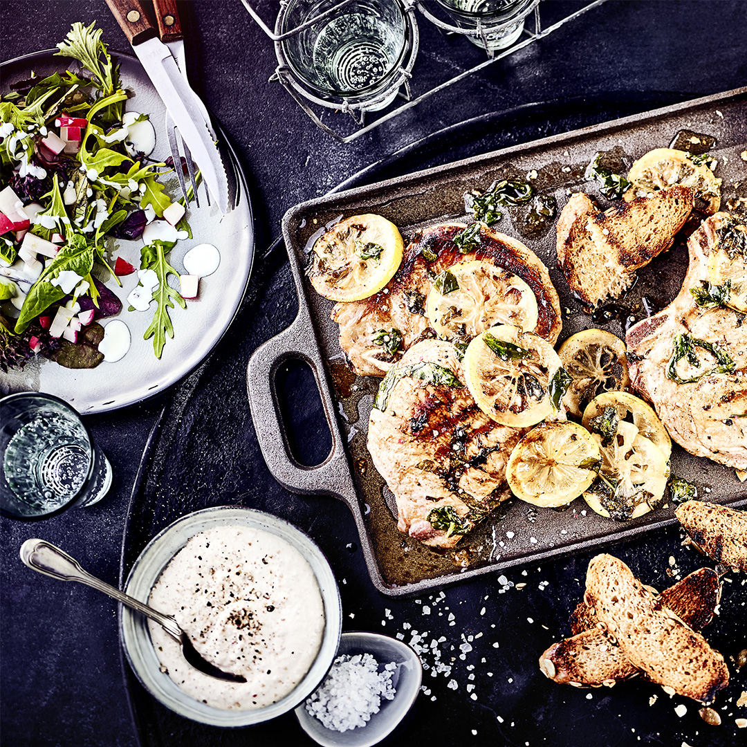 Bärlauchsteaks mit Frischkäse-Dip