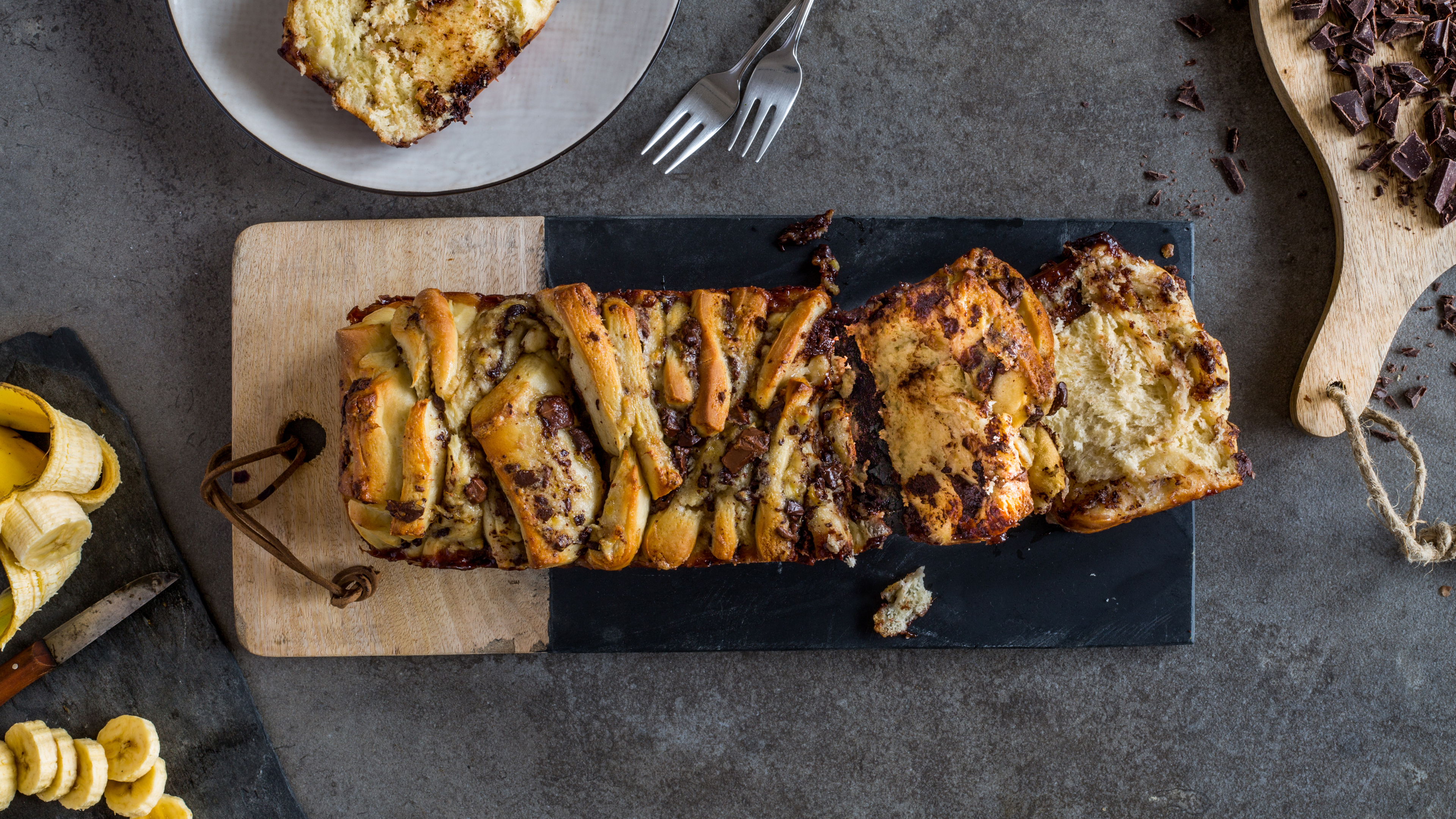 Bananenbrot mit Schokolade