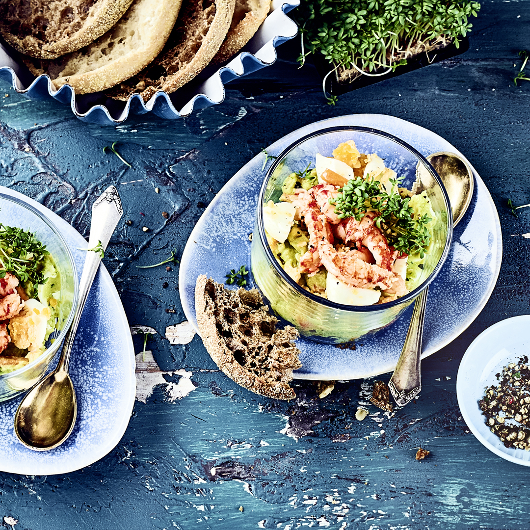 Eiersalat mit Flusskrebsen