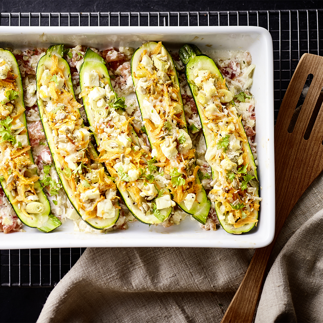 Gefüllte Zucchini aus dem Ofen