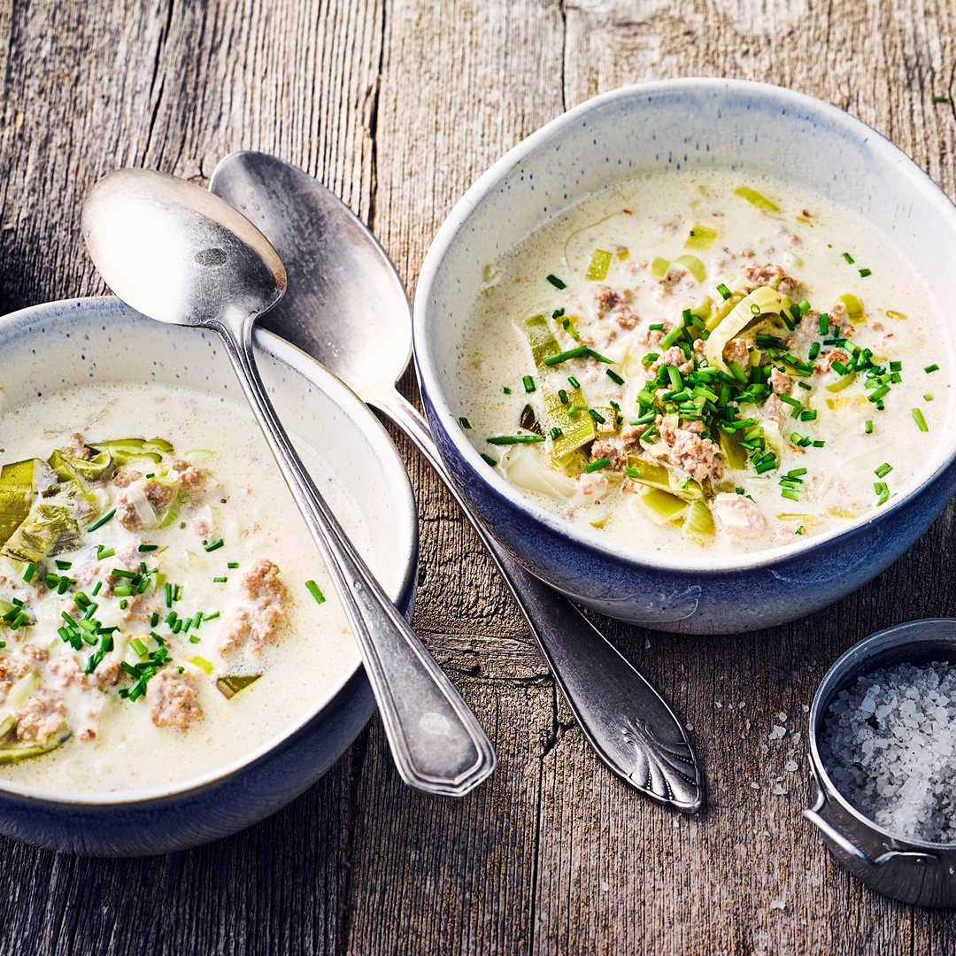 Käse-Lauch-Hack-Suppe