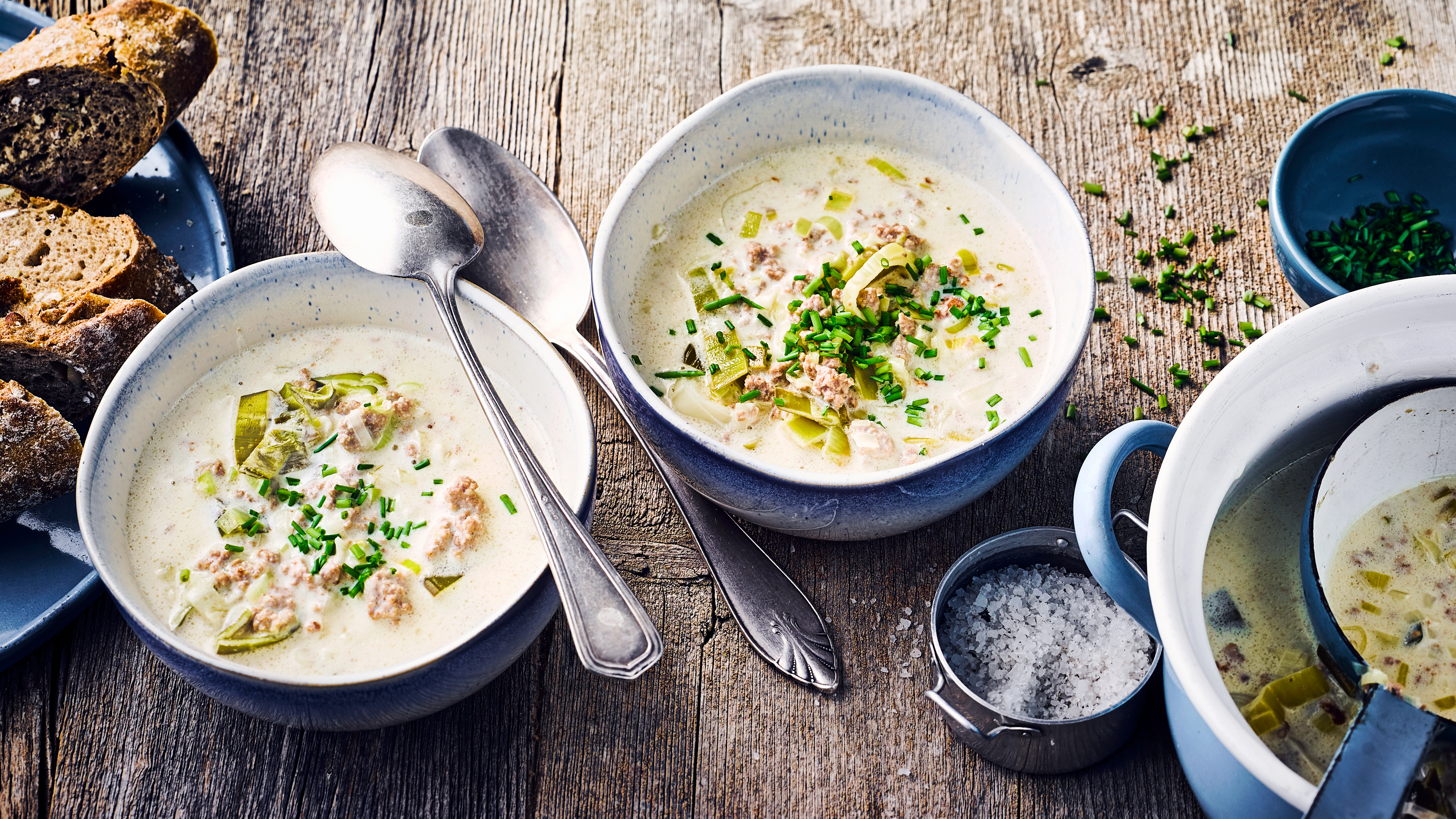 Käse-Lauch-Hack-Suppe