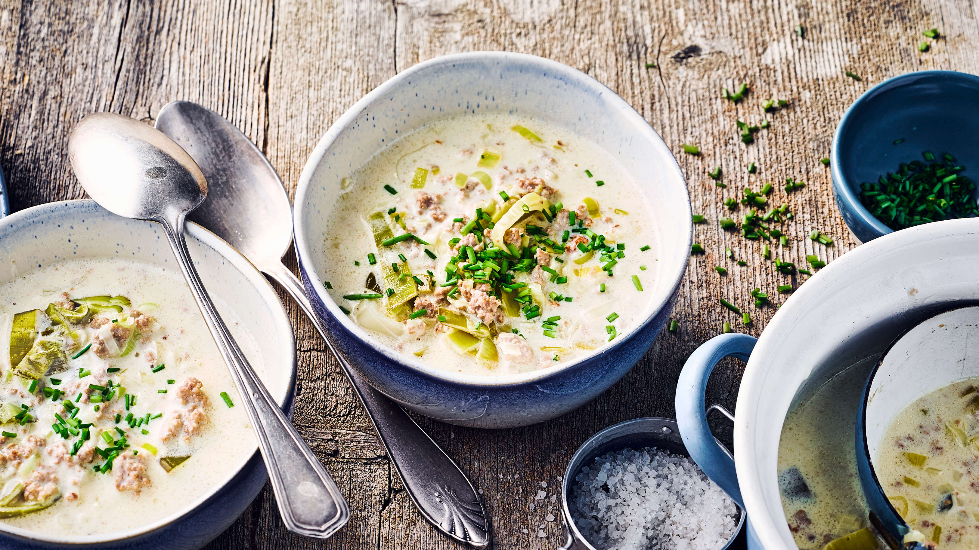 Käse-Lauch-Hack-Suppe