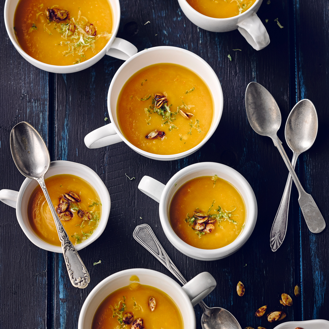 Kürbiscremesuppe mit Mango