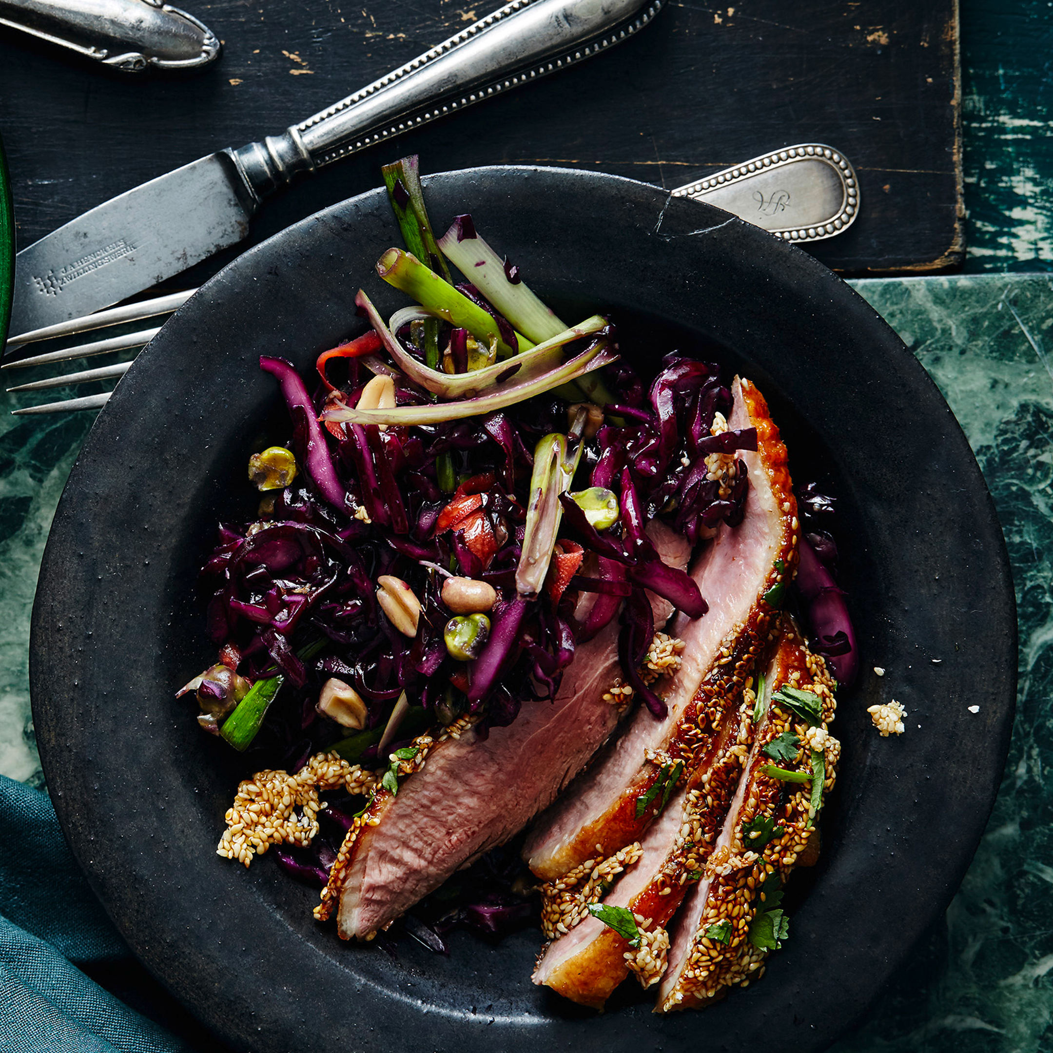 Marinierter Rotkohl mit Ente