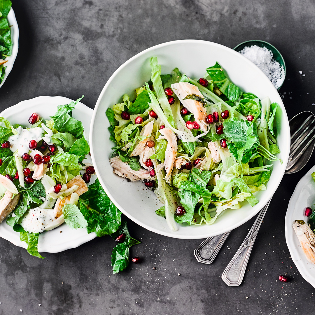 Minzsalat mit Hühnchen