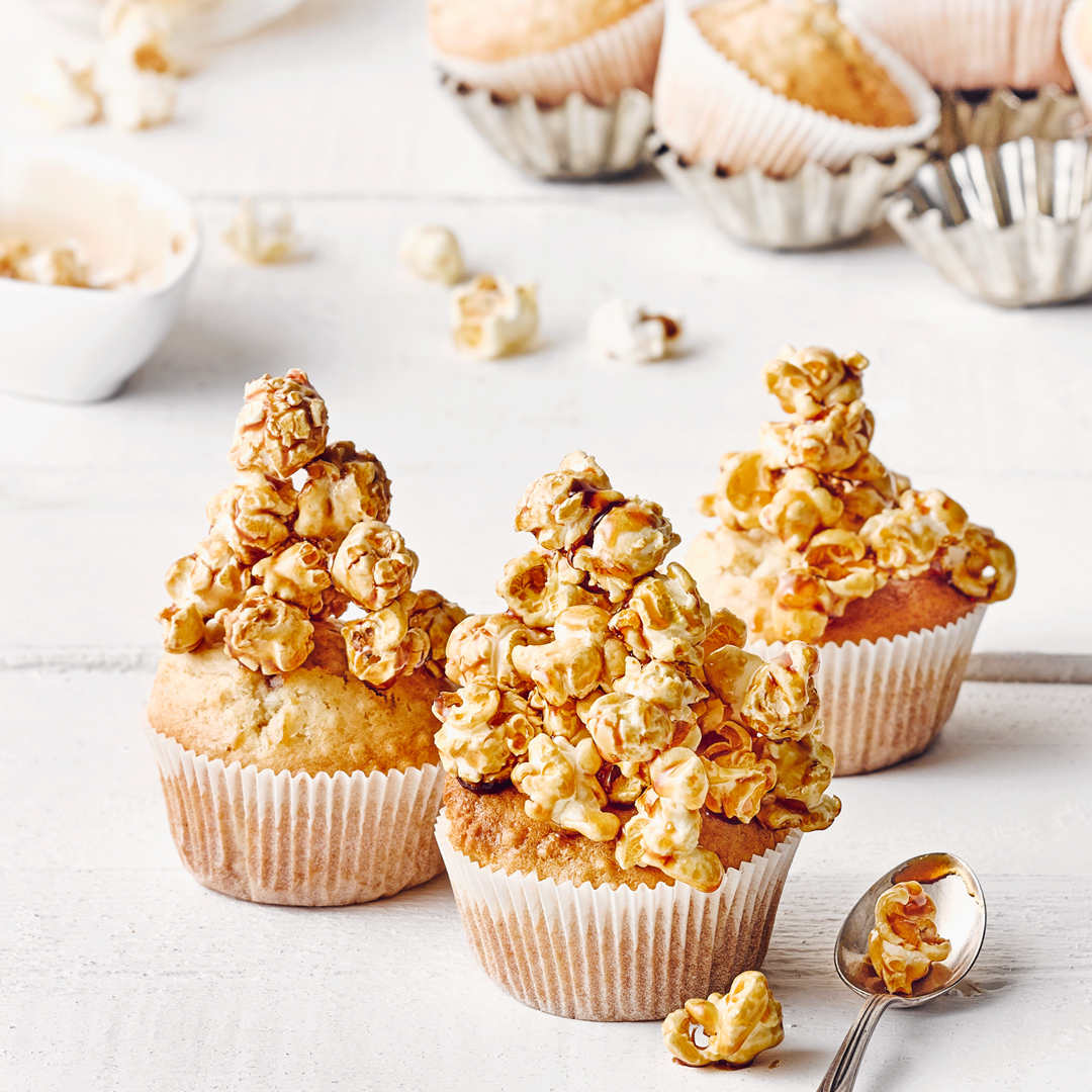 Vegane Muffins mit Popcorn