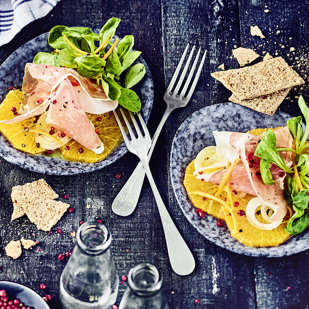 Orangensalat mit Schinken