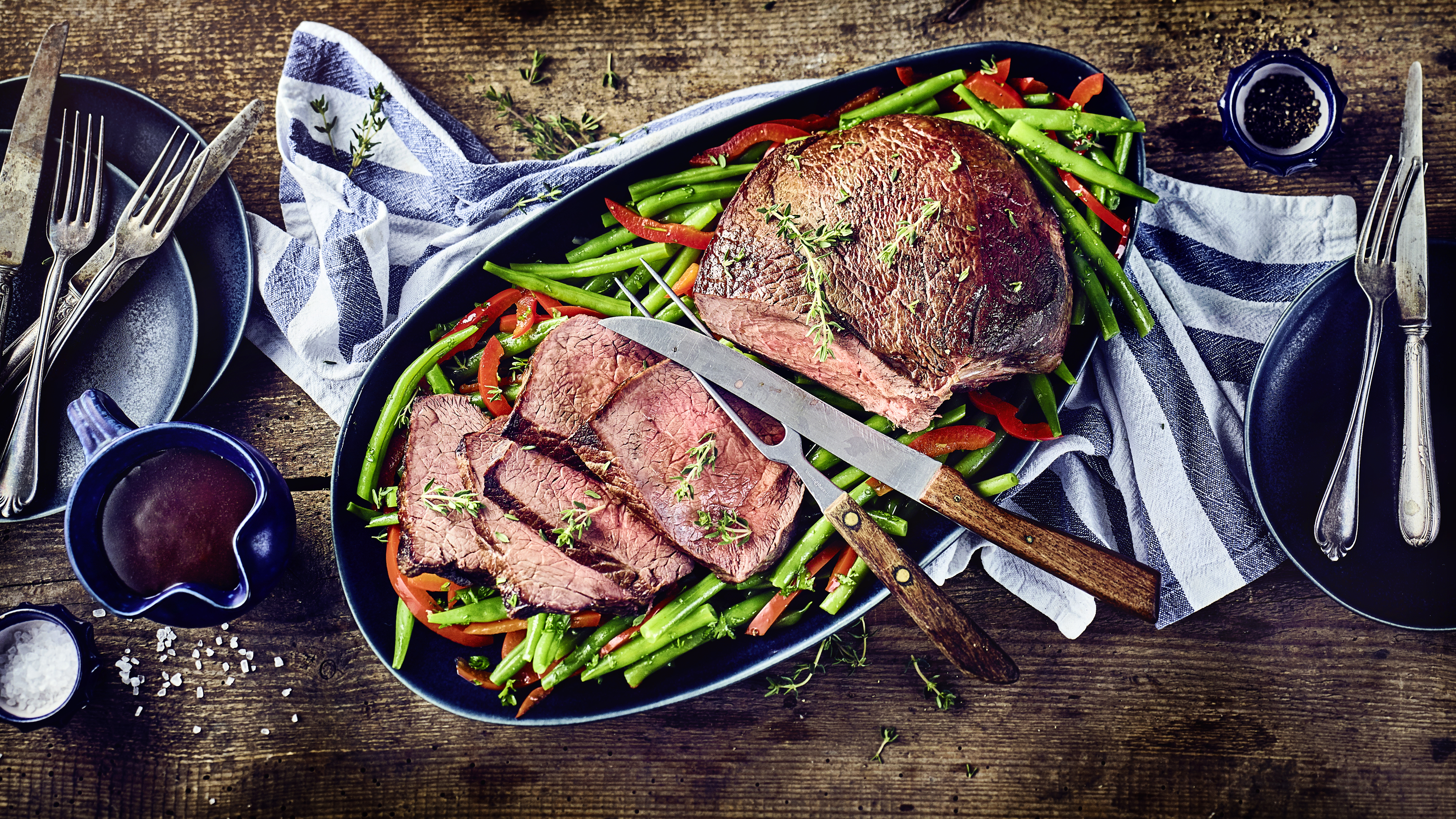 Rinderbraten mit Bohnen