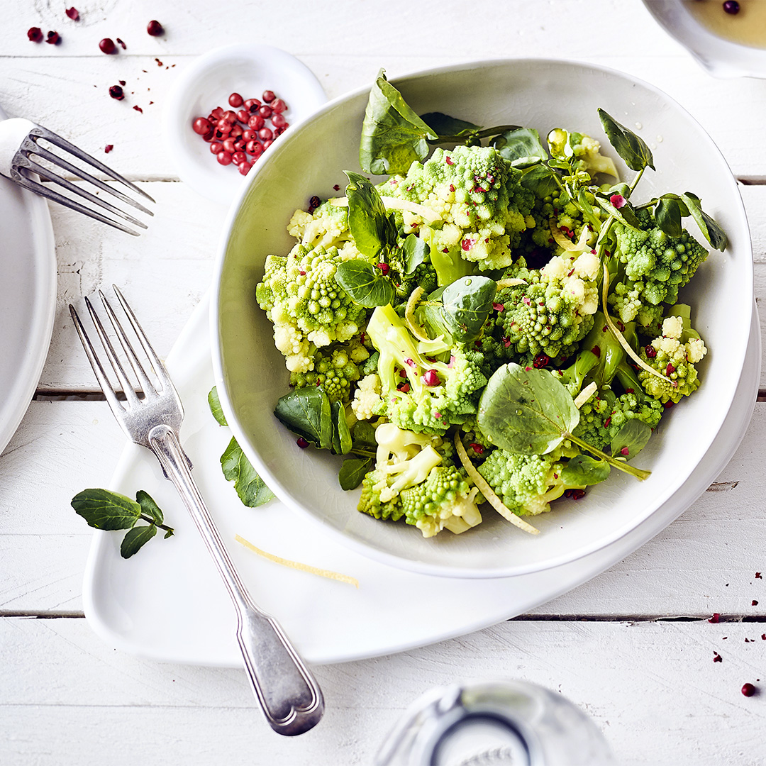 Romanesco-Salat mit Brunnenkresse