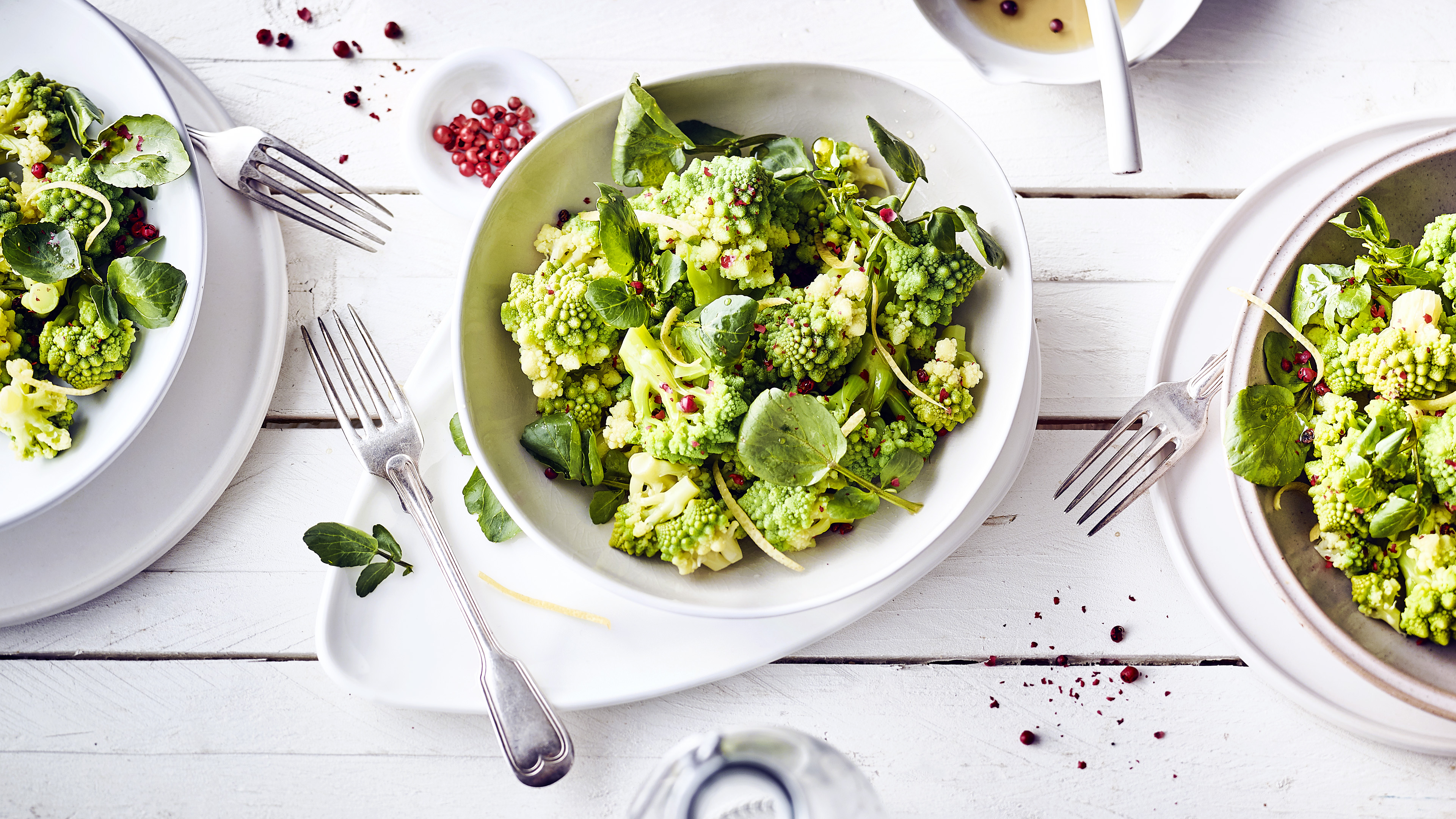 Romanesco-Salat mit Brunnenkresse