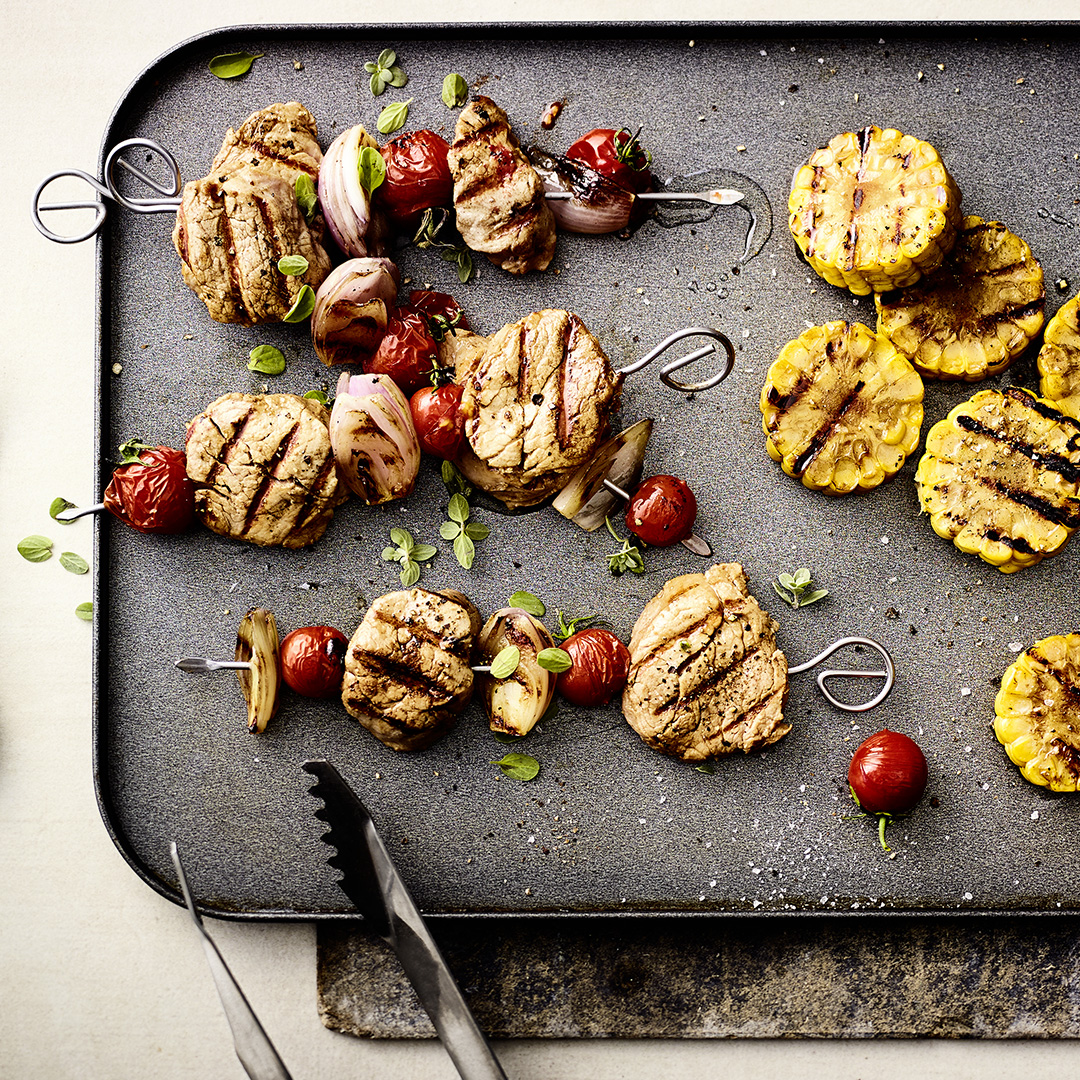 Schweinefilet-Grillspieße mit Gemüse