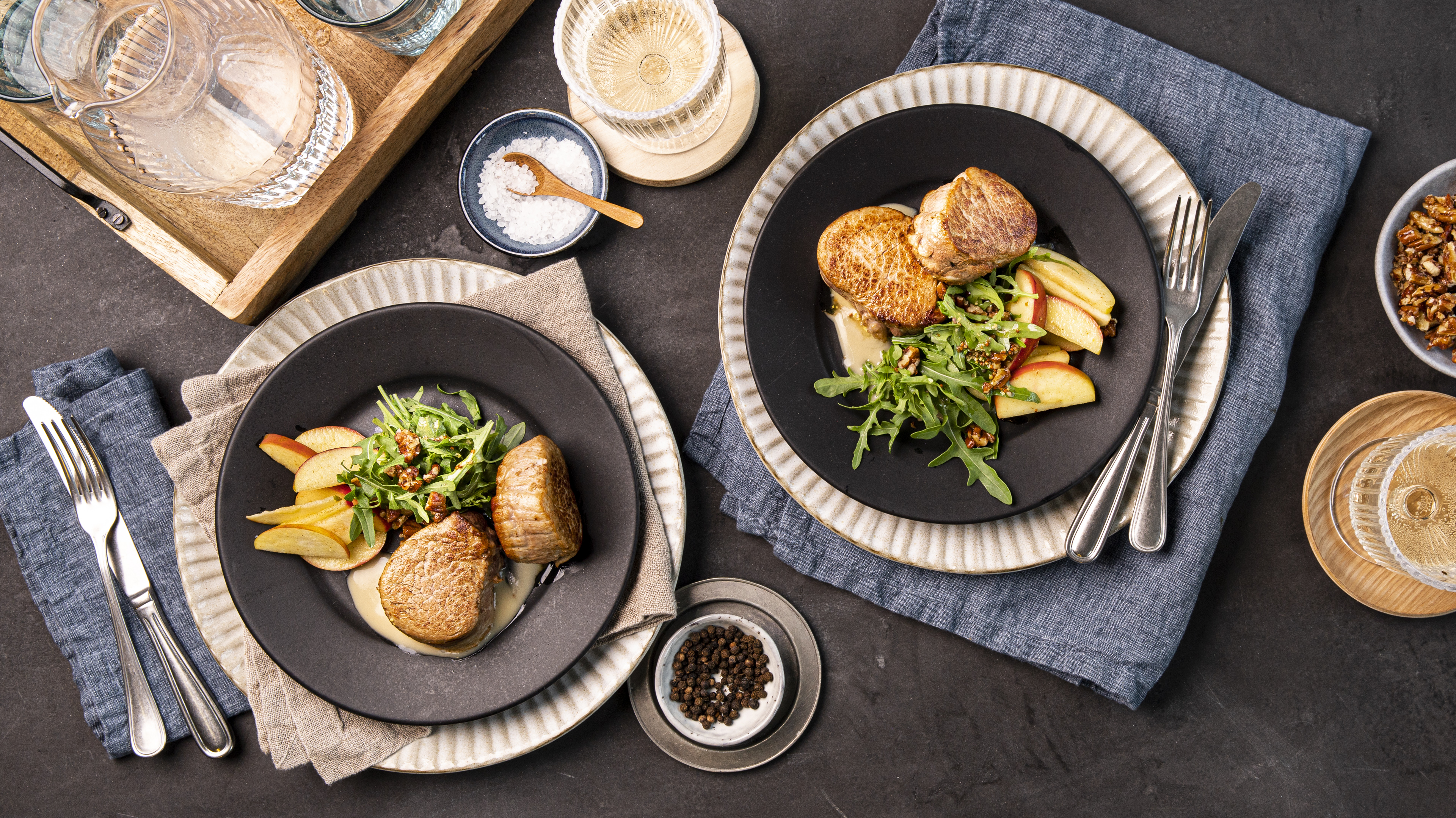 Schweinefilet mit Apfel-Calvados-Soße