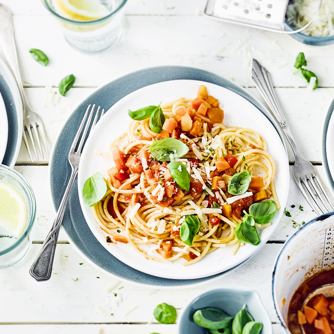 Spaghetti mit Karottensauce