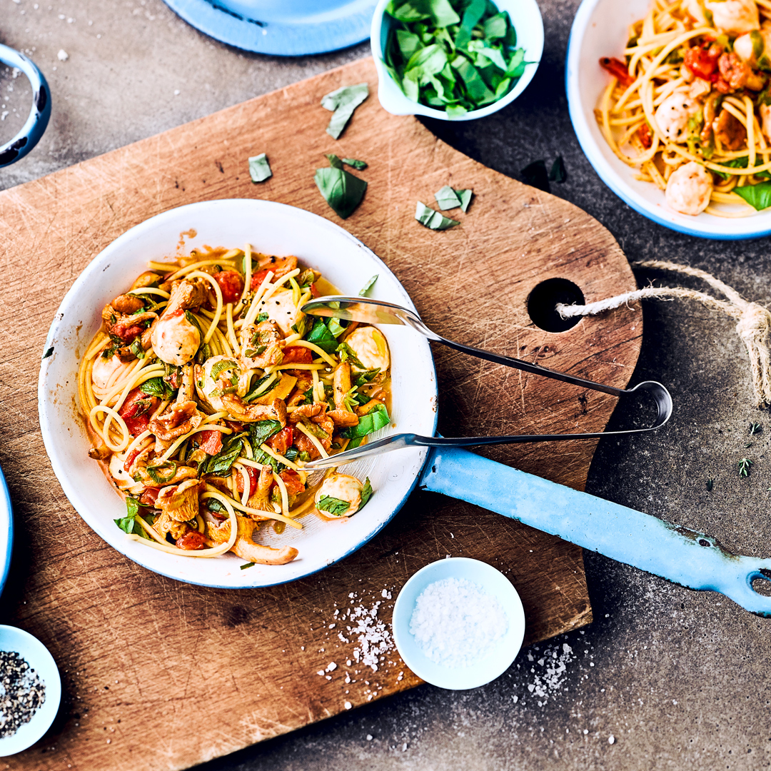 Spaghetti mit Pfifferlingen