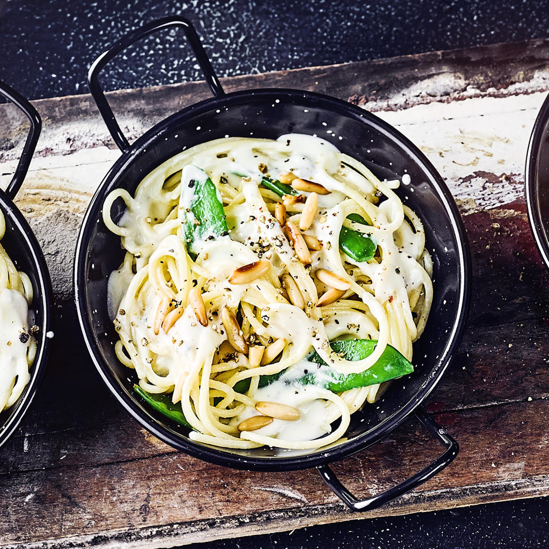 Spaghetti mit Zuckerschoten