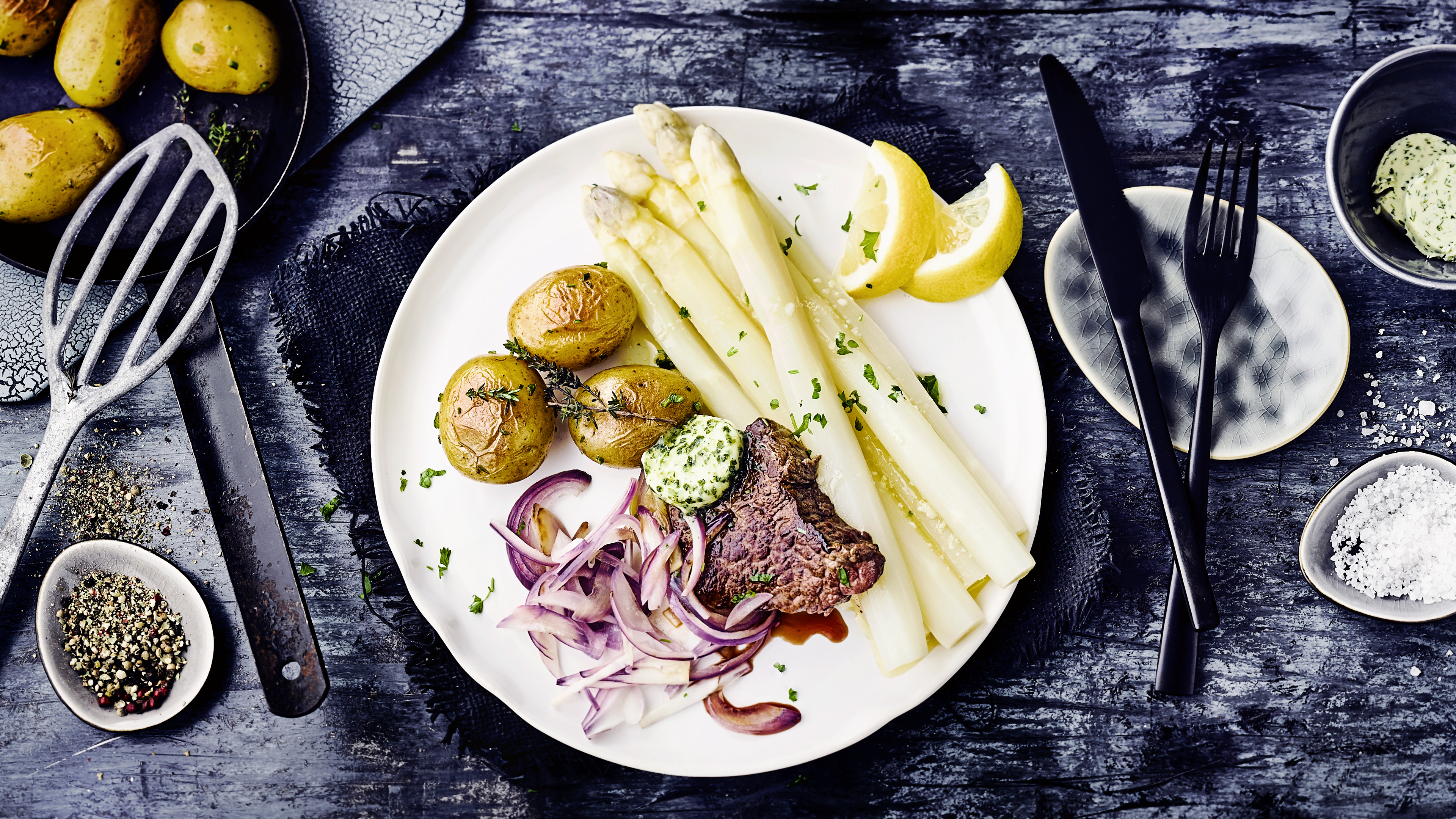 Spargel mit Filetsteak