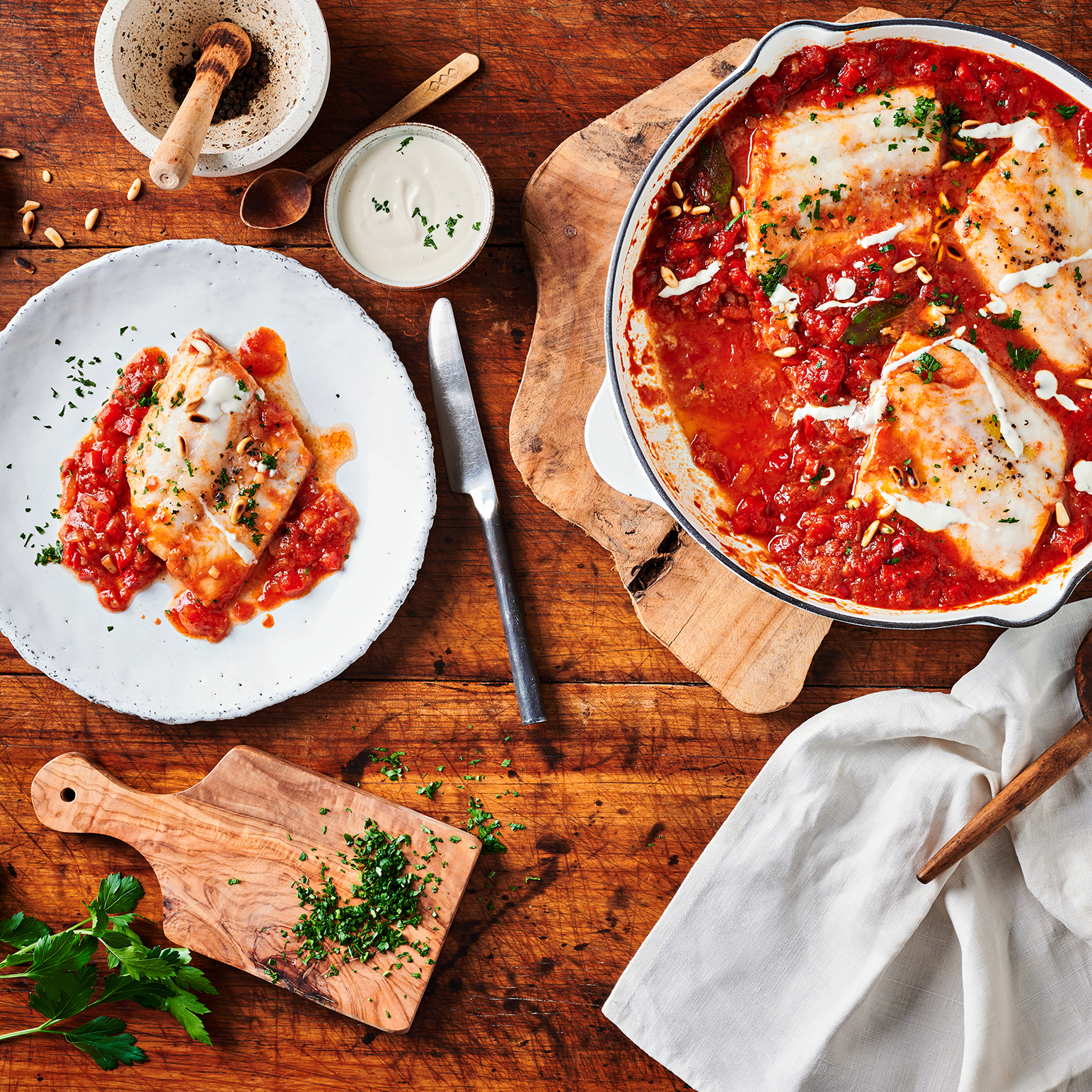 Zanderfilet in Harissa-Tomatensoße